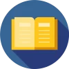 book on blue round icon